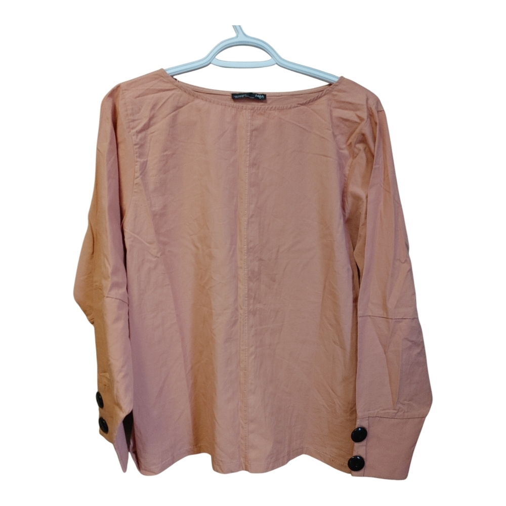Zara Pink Boxy Blouse Cuffed Sleeve